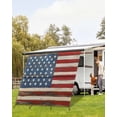 thumbnail image 4 of 4th of July RV Awning Sun Shade Screen 9'X7' American Flag Mesh Sunscreen Vintage Wood Grain Awning Shade Screen with Zipper UV Blocker Completed Kits Outdoor Canopy for RV Motorhome Camper Travel, 4 of 7