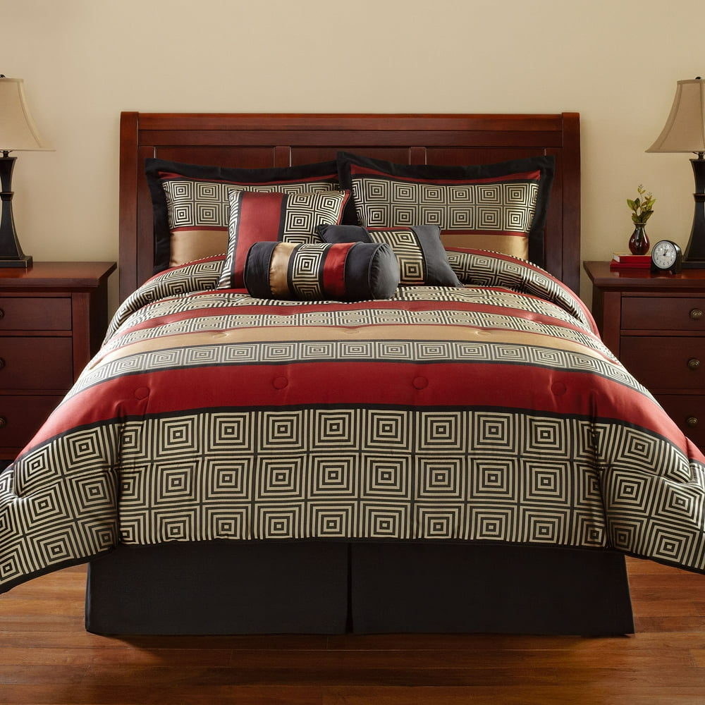 Mainstays Full or Queen Preston Geometric Bedding Comforter Set, 7
