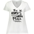 thumbnail image 3 of Inktastic Spring Break the Beach is My Happy Place Women's Plus Size V-Neck T-Shirt, 3 of 5