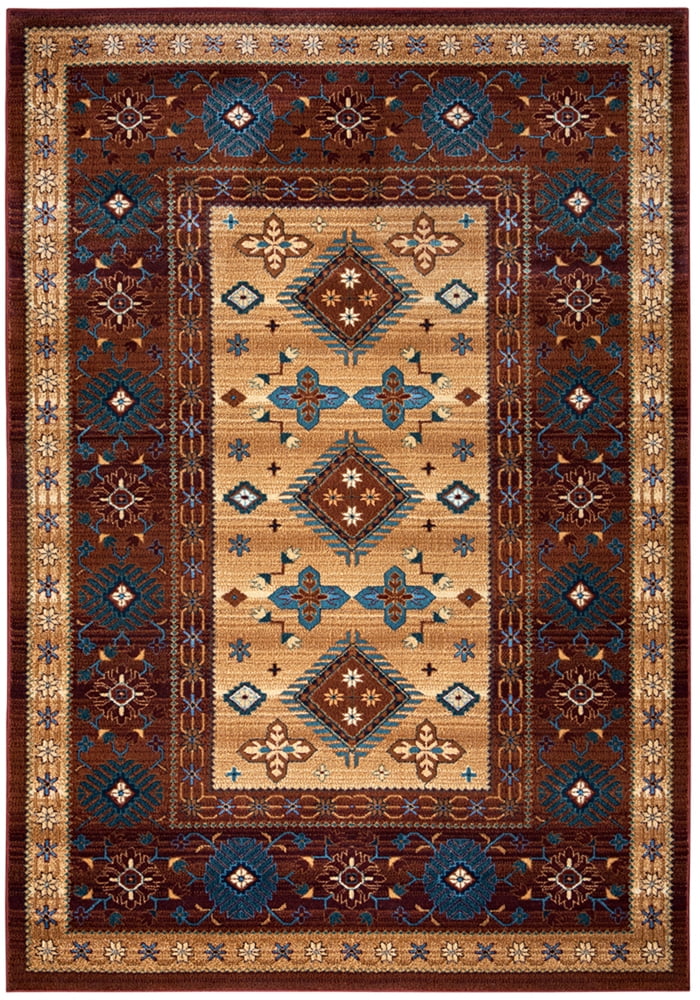 Rizzy Rugs Bellevue Area Rug BV3709 Tan/Ivory/Brown Bordered Blocked