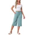 thumbnail image 2 of INSPIRE CHIC Women's High Waisted Pajama Shorts Viscose Comfy Soft Knee Length Long Shorts with Pockets X-large Light Blue, 2 of 6