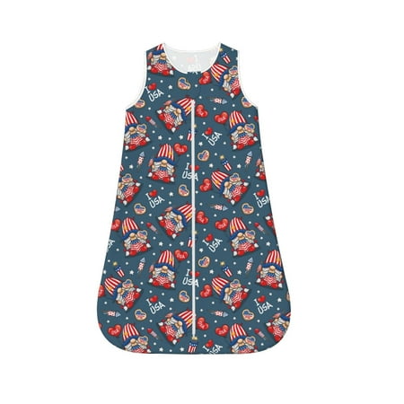 

Fotbe Gnome Love USA Pattern Sleep Sack - Baby Wearable Blanket with Zipper Extra Soft Cotton Sleeveless Sleeping Bag for Infants-Small