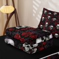 thumbnail image 6 of Homewish Hipple Death Skull Zipper Queen Comforter Set with Fitted Sheet and 2 Pillowcases,Grunge Red Flowers Zipper Bedding Set,Happy Halloween Bed Set,Black Reversible,4pcs, 6 of 8