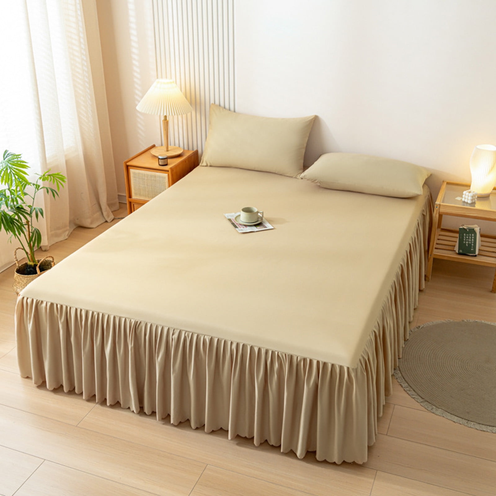 Bed Skirt Queen Size Ruffled Bed Skirt with Split Corners, Queen Bed Skirt Drop, Queen Size Bed Skirt, for Ruffled Bed Skirt with Split Corners, Bed Skirt Queen Size