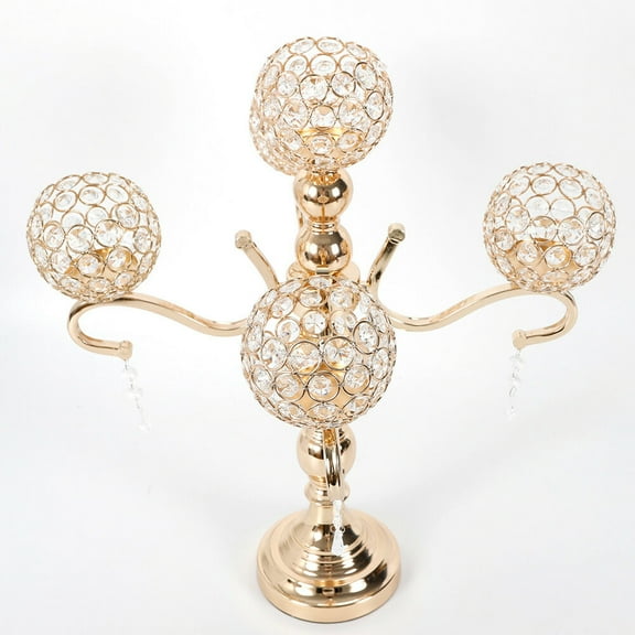 5 Arm Crystal Candelabra Votive Candle Holders Wedding Table Centerpieces Gold