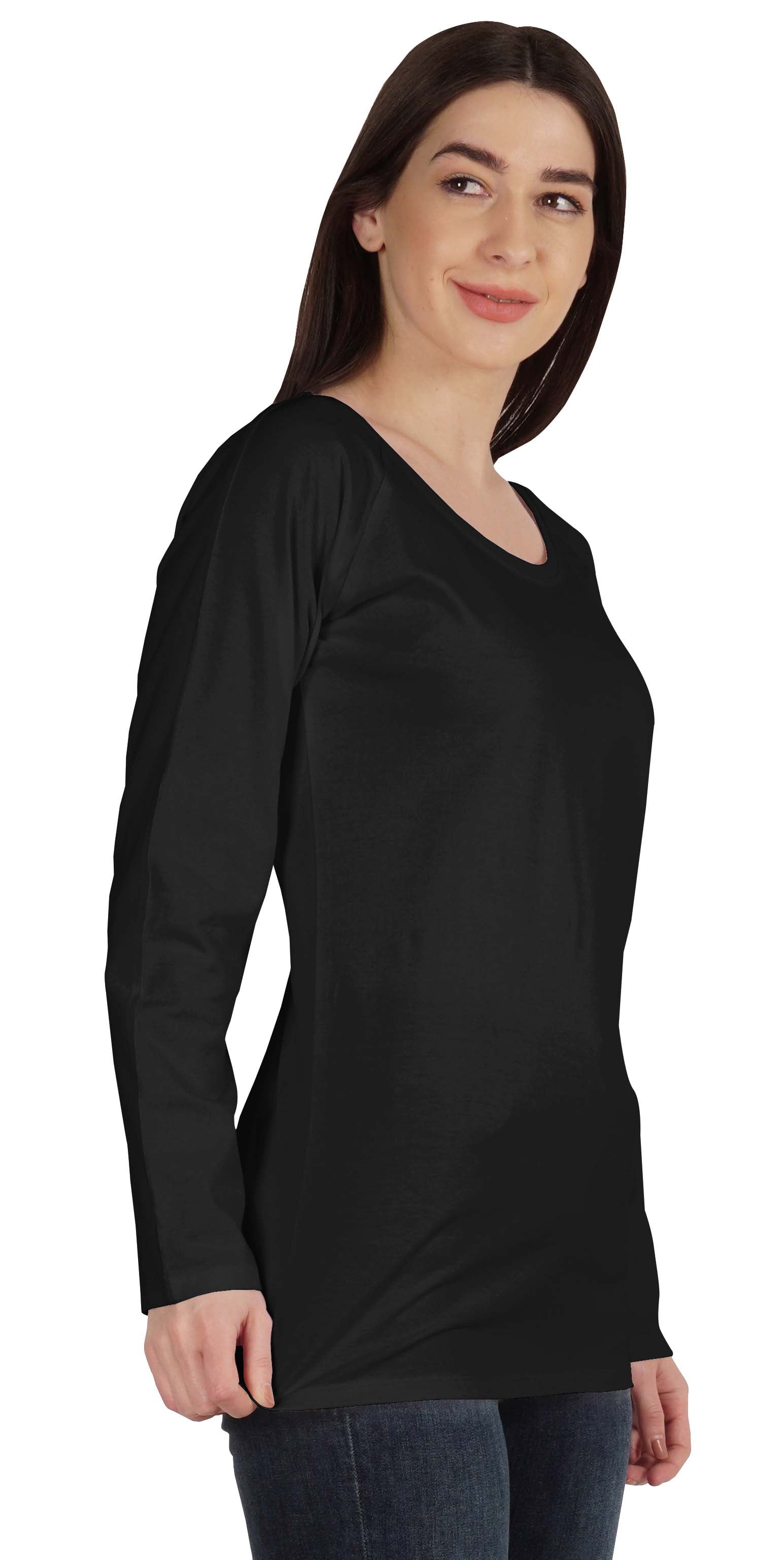 Inkmeso Solid Raglan Full Sleeve T-shirt For Women Scoop Neck Baseball Tee Casual Tops