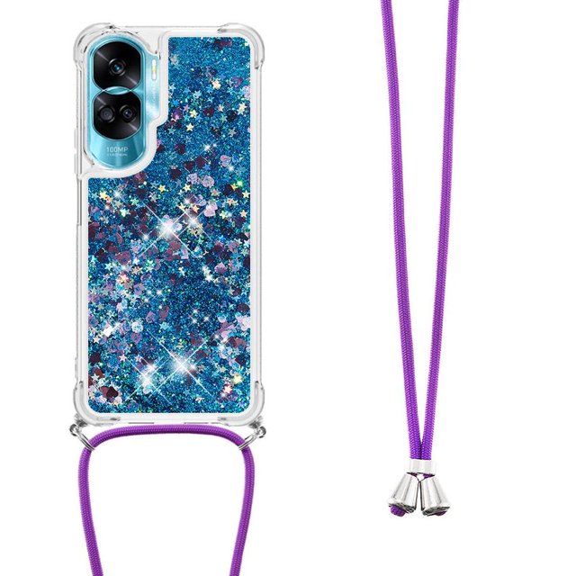 Funda FOXDOCK para Honor 90 Lite con Cuerda Ajustable, Brillo Líquido, Protección Antigolpes y Lente – Ideal para Regalo