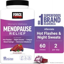 Menopause Relief, Menopause Supplements for Women with Black Cohosh for Hot Flashes, Hormone Balance & Menopause Support, Night Sweats & Mood Swings Relief, Mixed Berry, 60 Soft Chews by Force Factor