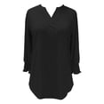 thumbnail image 4 of MIXUE Boho Tops For Women Summer Solid Color V Neck Long Sleeve Casual Lace Trim Party Pullover Shirts For Women Tee Shirts Daily-Wear,Black,S, 4 of 7