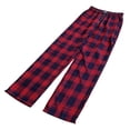thumbnail image 5 of Mens Cotton Plaid Pajama Pants Elastic Waist Drawstring Soft Baggy Casual Wide Leg Lounge Pants Red XL, 5 of 7