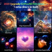 Galaxy Projector for Bedroom Pro Version, Upgraded Film Disc Star Projector for Kid 12 in 1 Planetarium Projector HD Image Adjustable Knob 360° Rotating 1/2h Timer Simple 4-Button Control