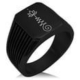 thumbnail image 1 of Stainless Steel Sacred Lotus Unalome Needle Stripe Pattern Biker Style Polished Ring, 1 of 1