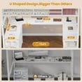 thumbnail image 4 of Loft Bed Full Size with Desk with 6 Storage Drawers & Charging Station & LED Lights, Metal Loft Bed with 2 Storage Shelves, U-Shaped Desk,Noise-Free, Space-Saving, No Box Spring Needed,White, 4 of 9