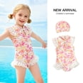thumbnail image 2 of WAYUTE Girls Swimsuits Ruffle Trim Qipao Flutter Sleeve Chiffon Bathing for Baby Toddler Trendy Swimwear Summer Vacation, 2 of 6