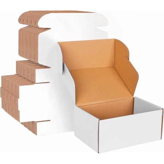 Tivkeber 6x4x3 White Cardboard Boxes - 30 Pack Small Shipping Boxes for Mailing, Corrugated Packaging