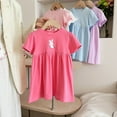 thumbnail image 2 of Little Toddler Easter Dresses Bunny Embroidery Short Sleeve Mesh Tunic Princess Summer Dresses Casual Round Neck Loungewear Sleepwear Dress(Toddlers, Z14-Hot Pink, 3-4 Years), 2 of 3