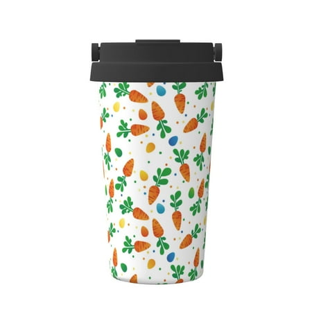 

Salouo Cute Carrot Print Coffee Travel Mug Spill Proof with Lid-Stainless Steel Vacuum Insulated Tumbler - Thermos Cup for Keep Hot/Ice Coffee Tea and Beer