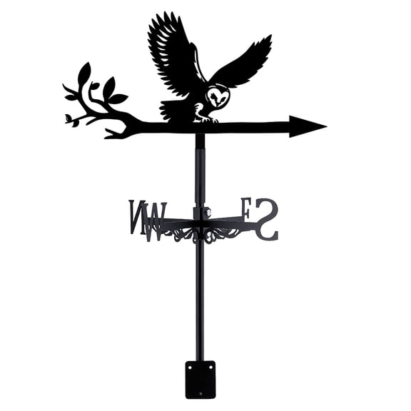 Owl Weather Vane Owl on Branch Weathervanes Black Metal Wind Vanes Animal Weather Vanes Weathervane Garden Ornament for Outdoor Yard Roof