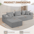 thumbnail image 2 of DELMANGO Modular Sectional Sofa with L-Shape Chaise, Corduroy Boneless Couch Set for Living Room, No Assembly Required, Grey, 2 of 8