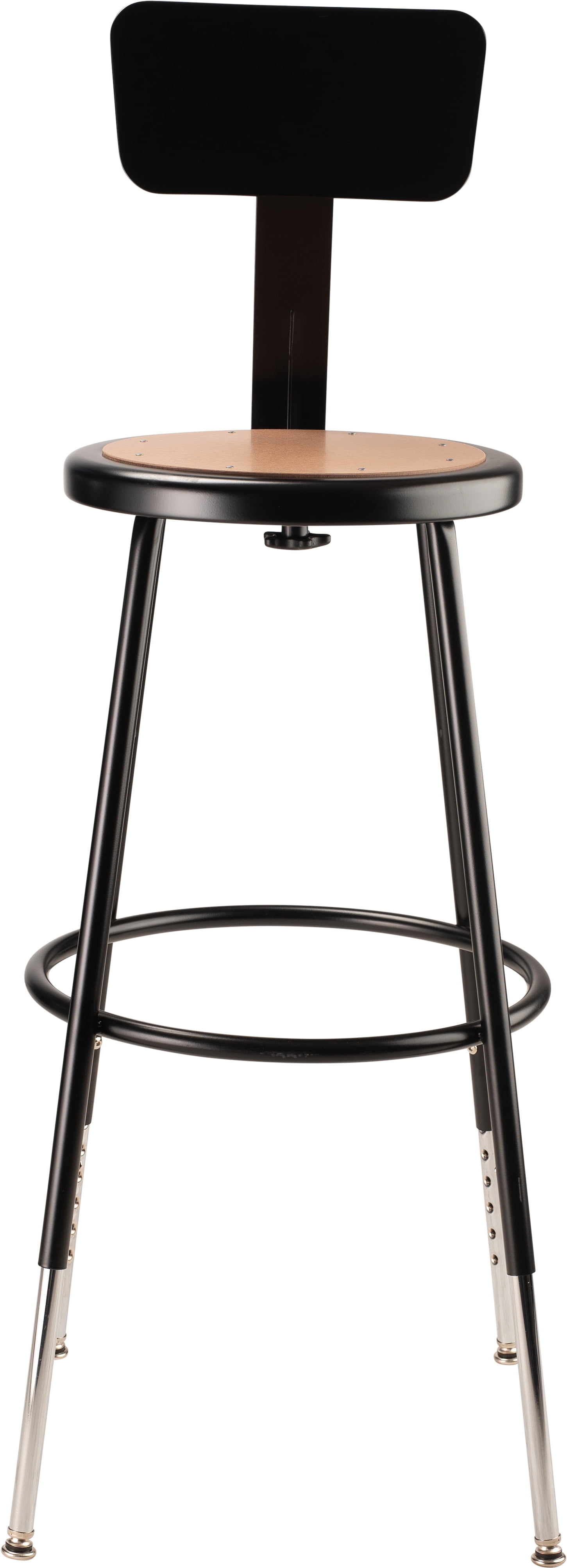 (Pack of 2) NPS 25 -33" Height Adjustable Heavy Duty Steel Stool With Backrest, Black