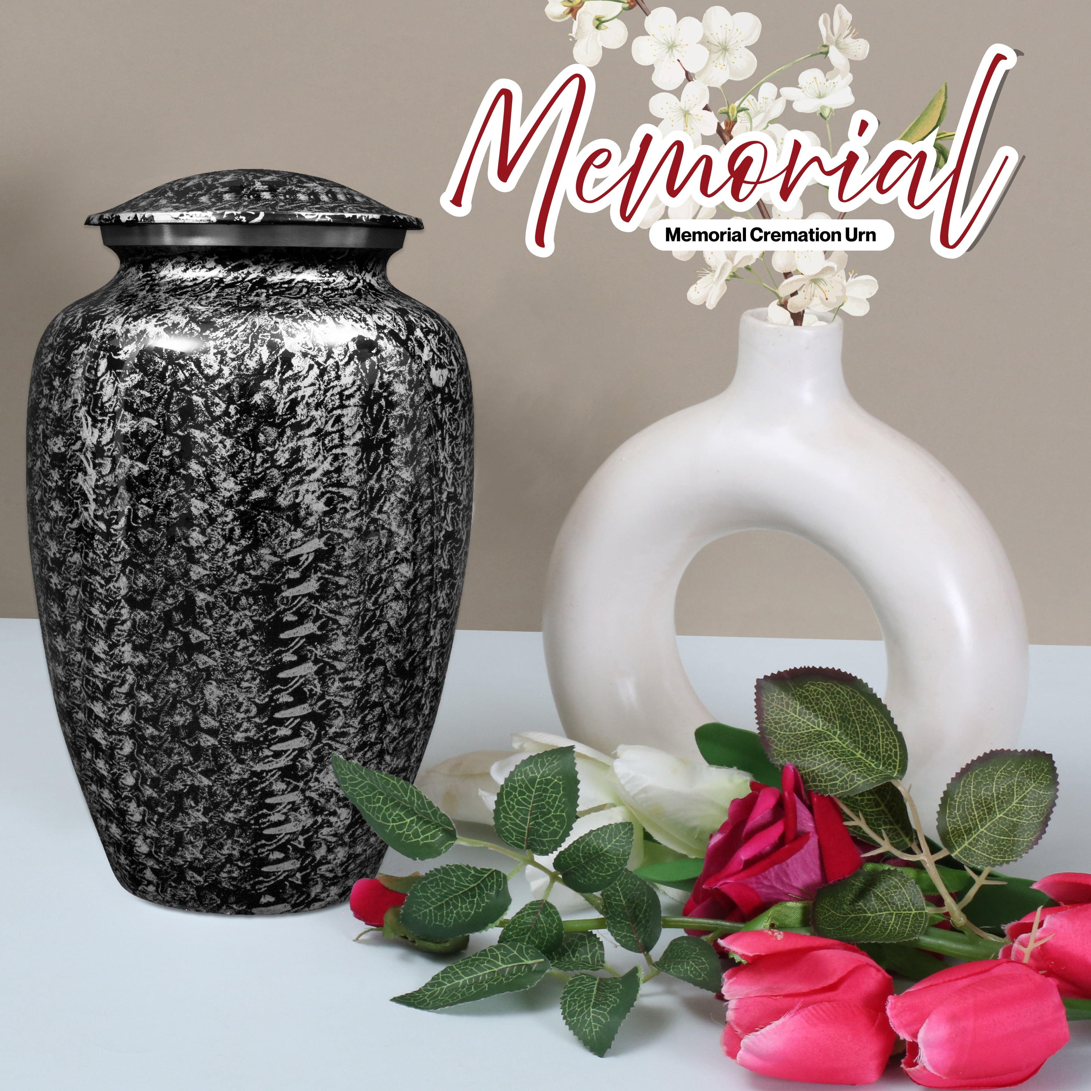 Handcrafted Aluminum Urn - Decorative Memorial Holder for Ashes and Remembrance (Charcoal)