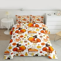 Manfei Orange Turkey Child Queen Comforter Set, Autumn Harvest Bedding Sets, Happy Thanksgiving Day Bedding Comforter Set, Microfiber Bedroom Decor, 3-Piece