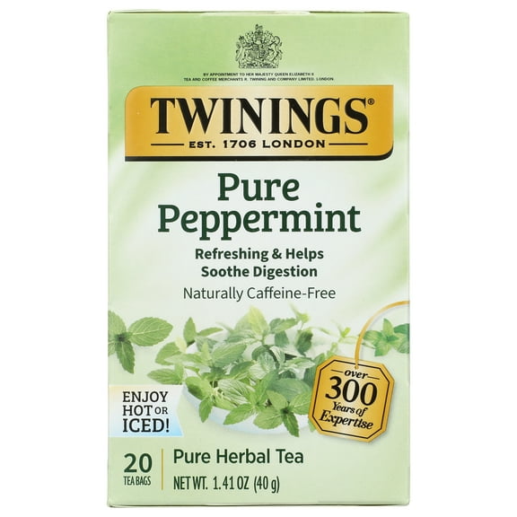 Pack of 6, Twining Tea Pure Peppermint Herbal Tea, 20 bg