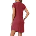 thumbnail image 3 of INSPIRE CHIC Women's Pajamas Night Shirts Cats Printed Sleep Dress Short Sleeve Nightgowns M Wine Red, 3 of 6