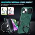 thumbnail image 6 of for iPhone 15 Plus Case with Camera Sliding Cover, [Compatible with MagSafe] with Magnetic Ring Kickstand, Military Grade Heavy Duty Plustection Phone Case for iPhone 15 Plus, Darkgreen, 6 of 10