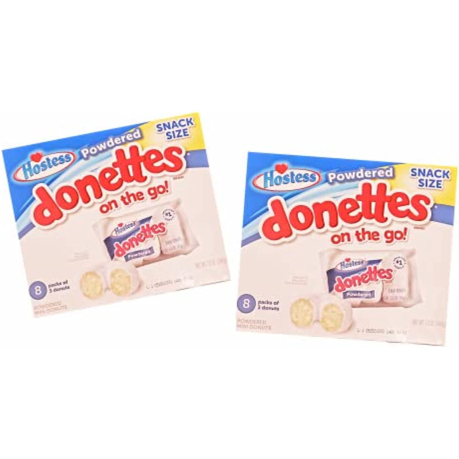 Hostess Powdered On The Go 8 Packs Of 3 Donuts (2 Box Bundle
