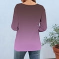 thumbnail image 4 of SROBPTY Womens Top Gradient Print V Neck 3/4 Sleeve Pullover T Shirt, 4 of 4