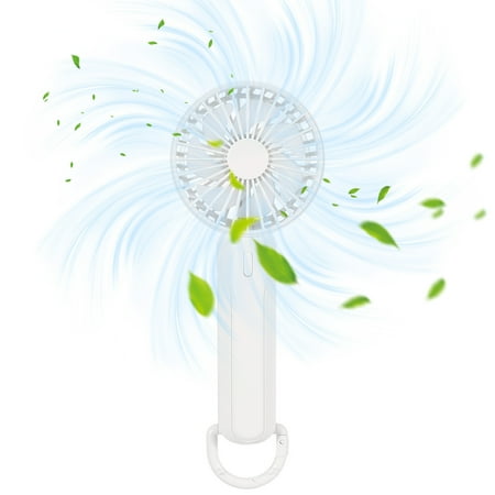 

BSJJY Outdoor Handheld Fan White Portable Hiking Buckle Small Fan Large Wind Power Mini Electric Fan