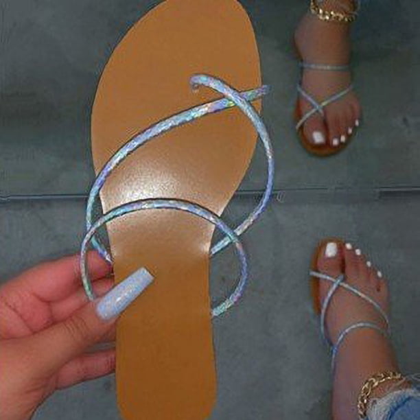 Sandalias y pantuflas de fondo plano de verano Ropa exterior de gran tamaño para mujer Mujer Wmkox8yii hj789