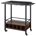 thumbnail image 2 of Walker Edison 34" Modern Industrial Bar Serving Cart - Faux Black Marble/Dark Walnut, 2 of 4