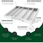 Royal Craft Wood Expandable Bamboo Kitchen Drawer Organizer – Silverware Drawer Organizer and Utensil Holder Tray with Grooved Dividers for Flatware, Cutlery & Kitchen Storage (5 Slot, White)