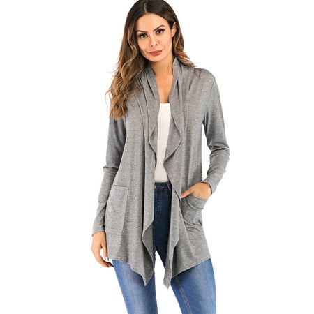 Black wrap cardigan long sleeve top coat – how cardigans in style ...