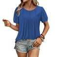 thumbnail image 4 of Uaswgudfs Women's Summer Resort Tunic Blouse - Crew Neck Short Sleeve with Banded Hem Relaxed Fit Casual Shirt, 4 of 7