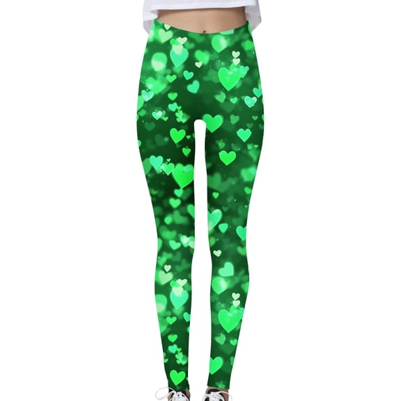 Byworldtasic Legging Pants for Women Women's St. Patrick's Day Printed Irish Green Clover Leaves High Waist Stretchy Soft Yoga Pants