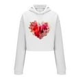 thumbnail image 3 of qucoqpe Valentine's Day Women's Sweatshirt Fashion Love Heart Printed Crewneck Shirt Tops Casual Long Sleeve Adjustable Drawstring Hoodies, 3 of 5