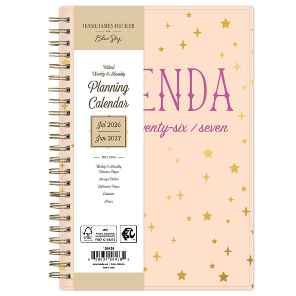 Jessie James Decker for Blue Sky Monthly Weekly Planner, 5" x 8", Agenda (July 2026 - June 2027)