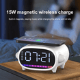thumbnail image 3 of Multifunctional Bluetooth Speaker with Wireless Fast Charging Alarm Clock Pickup Lamp Support USB Drive Aux Music Player,1 x Wireless Charger Bluetooth Speaker 1 x USB cable,White, 3 of 7