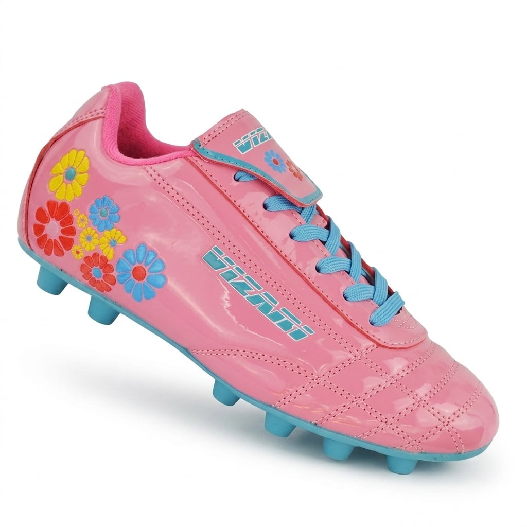 Vizari Blossom Soccer Cleats for Kids, Toddlers, and Youth – Comfortable and Durable Firm Ground Outdoor Shoes - Pink/Blue, 10