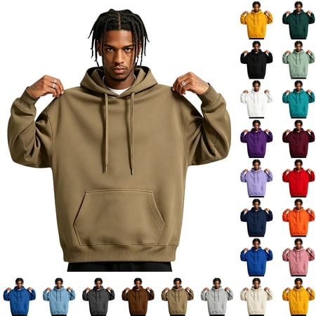 CHCNHAC Basic Solid Hoodies for Men Relaxed Fit Micro Stretch Pullover Sweatshirt Suitable for Outdoor School Workout (Light Purple)