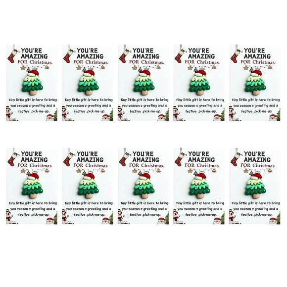 10 Pcs Petites Cartes de Noël de Poche / Mini Souvenirs Festifs de Père Noël dans des Sacs en Organza avec Ruban Rouge / Étiquettes Cadeaux de Vacances et Bas de Noël / Joyeuses Fêtes pour la Famille et les Amis