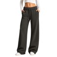 thumbnail image 3 of Xijirk Women Wide Leg Sweatpants High Waist Drawstring Trousers with Side Pockets Soft Casual Loose Fit Pants for Daily Walking Street Outfit,Grey,M, 3 of 6