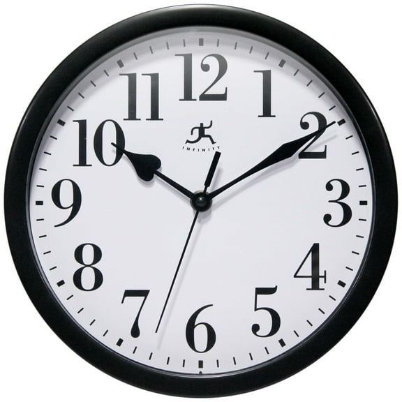 Infinity Instruments 10" x 10" Black Analog Round Classic Wall Clock