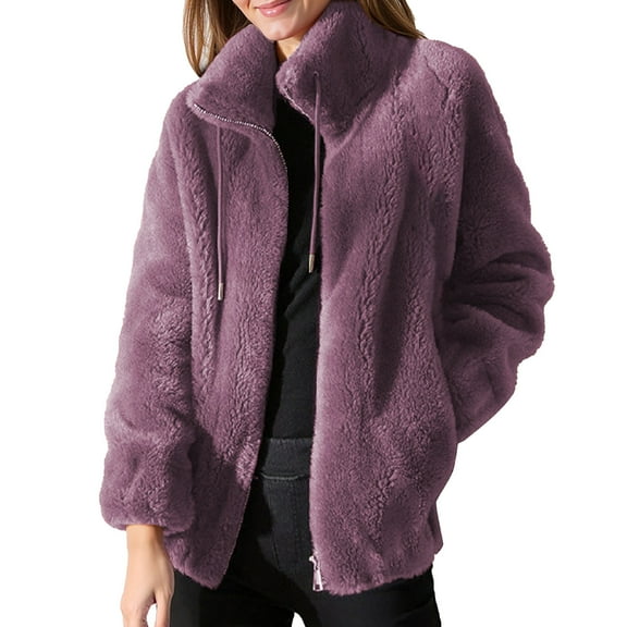 Light Jackets for Women Fuzzy Sherpa Fleece Zip Up Oversized Winter Warm Sweatshirt Hoodies Solid Clothing
