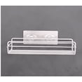 thumbnail image 2 of Small Storage Metal Holder Rack Wall Mounted Drill Free Shelf Rack Storage Wall Shelves for Bathroom Kitchen Space Saving, White, 2 of 7