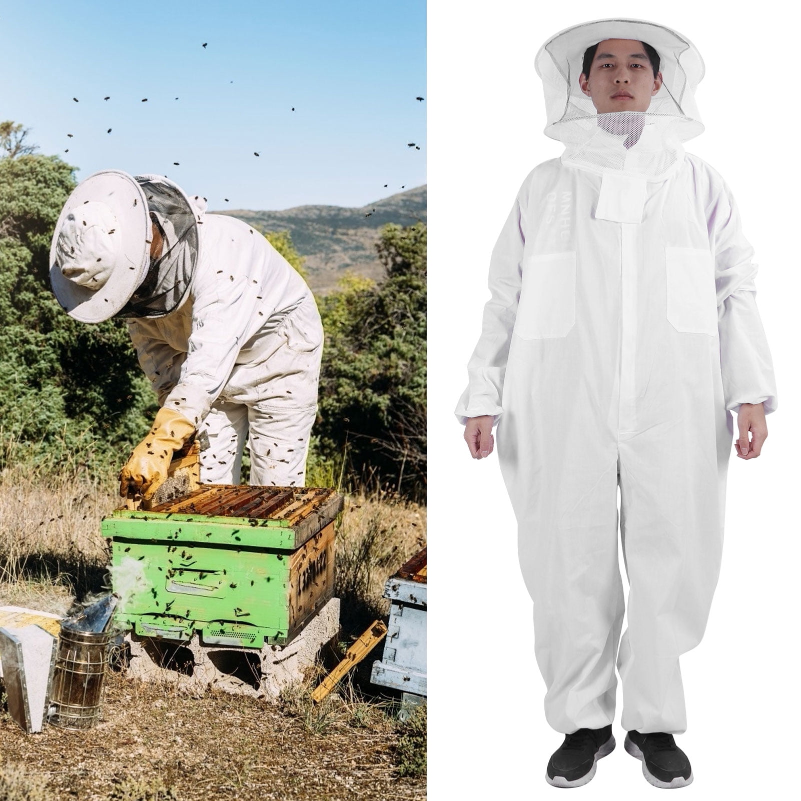 Combinaison D'apiculture Complète, Vêtements à Capuche Avec Voile Veste De Protection Pour Apiculteur Combinaison Apiculture En Coton 97372428