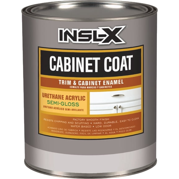 Insl-x Cabinet Coat Urethane Acrylic Semi-Gloss Paint - Durable - 1 Quart, White — Home & Garage Storage, Stackable Design